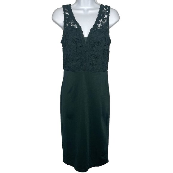 Grace Karin Cocktail Dress Size S Dark Green Crochet Lace Bodycon Sheath - Picture 1 of 8
